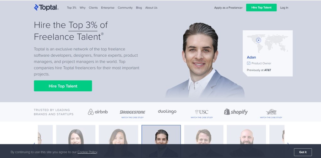 Toptal freelance website