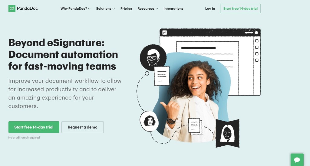 screenshot of PandaDoc website