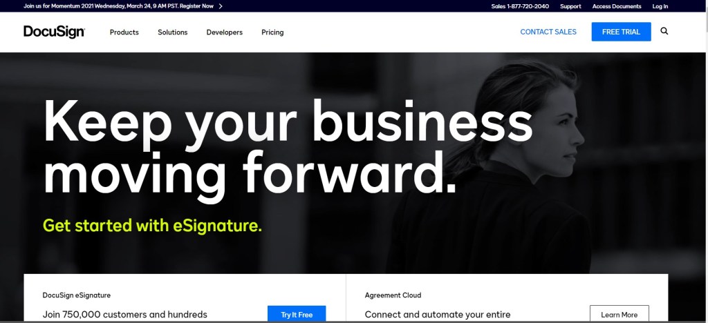 Screenshot of DocuSign