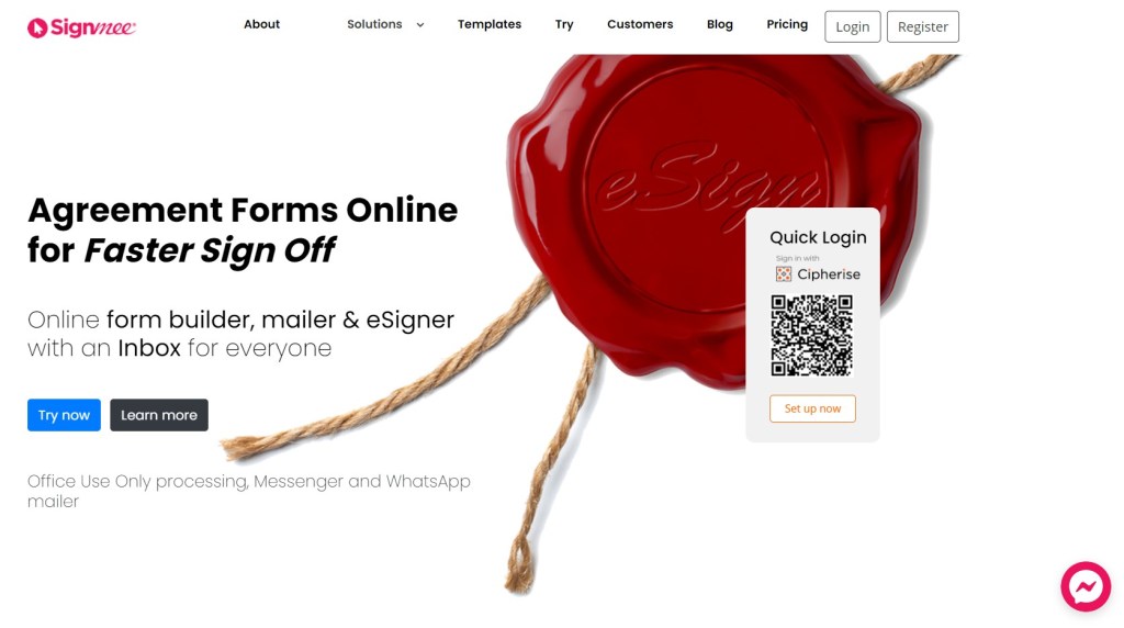 Screenshot of Signmee website