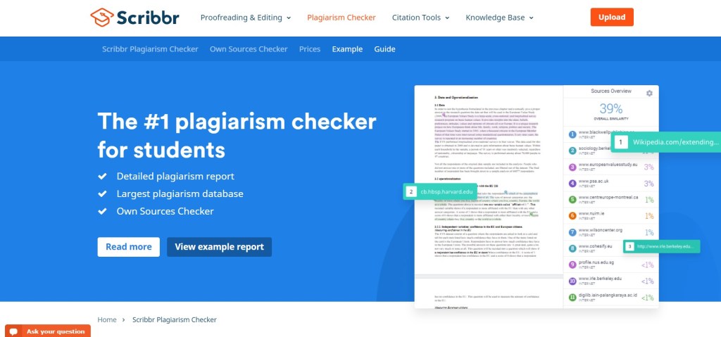 Screenshot of Scribbr webpage