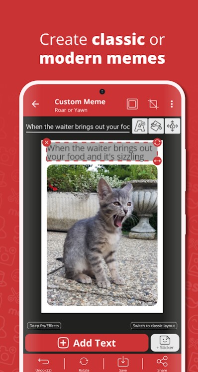 Screenshot of Meme Generator app