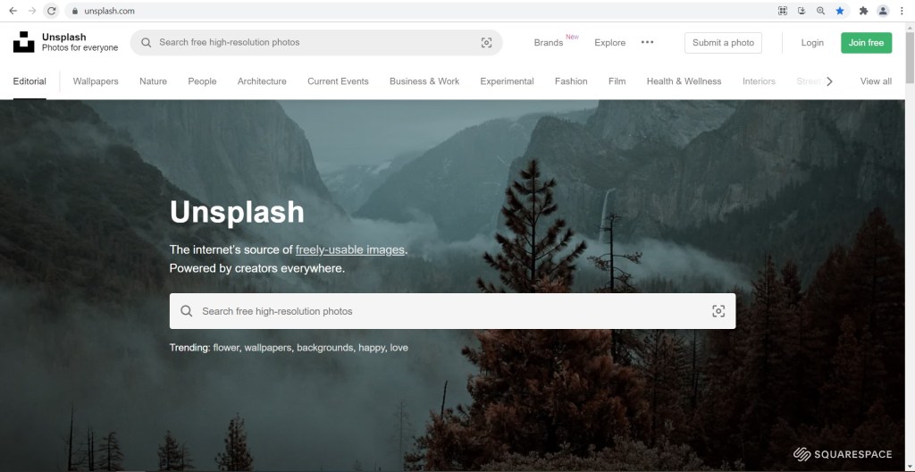 Unsplash offering free images