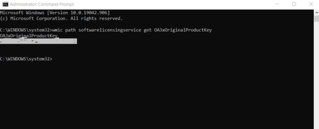 Using CMD to get Windows 10 Product Key